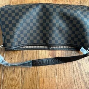 Brown and Black Checkered Shoulder Bag with dust cover. Brand New!